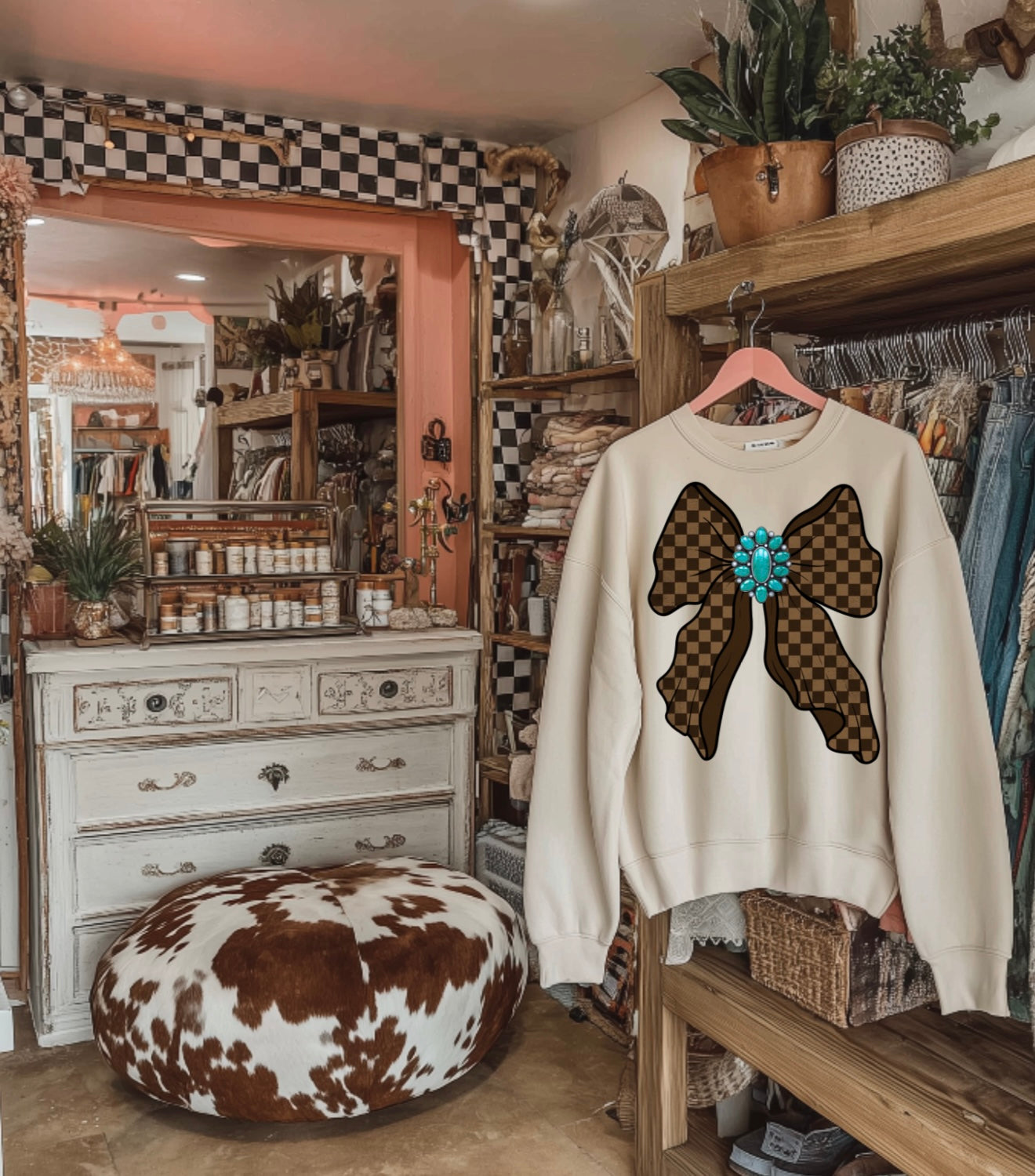 Boujee checkered bow 🖤